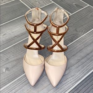 Nine West Pale Pink Heel with Rose Gold Straps